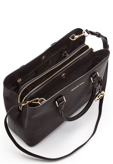 michael kors lg satchel black|michael kors opened satchel purse.